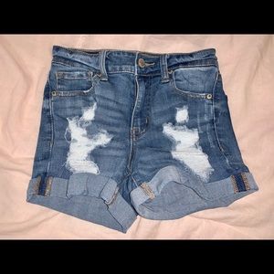 AERO HIGH RISE MIDI DENIM SHORTS AERO HIGH RISE MIDI DENIM SHORTS